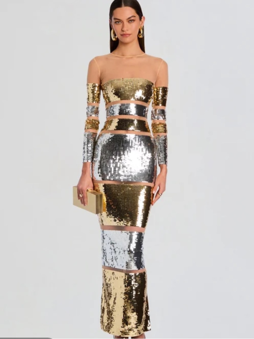 *flaw* Retrofete Desi Sequin Dress Gold and Silver sz Small